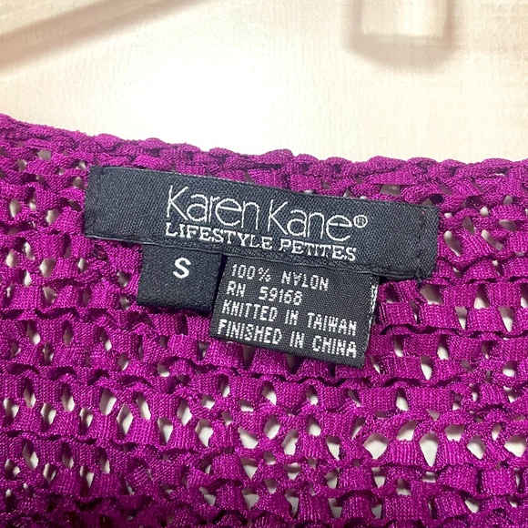 Karen Kane Purple Nylon Knit Tie Cardigan And Tank Top Set Sz PS - Picture 5 of 9
